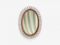  Bonacina Italian Modern Bamboo Cane Oval Wall Mirror Italy 1950s - 4254877