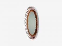  Bonacina Italian Modern Bamboo Cane Oval Wall Mirror Italy 1950s - 4254880