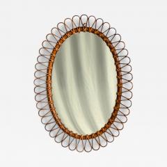  Bonacina Italian Modern Bamboo Cane Oval Wall Mirror Italy 1950s - 4256379