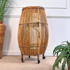  Bonacina Mid Century Italian Bamboo Barrel Bar Cart by Bonacina - 3524439