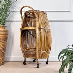  Bonacina Mid Century Italian Bamboo Barrel Bar Cart by Bonacina - 3524441