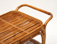  Bonacina Midcentury Italian Bamboo and Rattan Bar Cart - 4190172