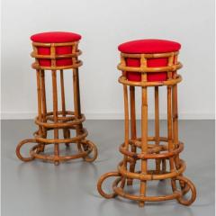  Bonacina Pair of 1960s Bar Stools in Rattan - 4023614