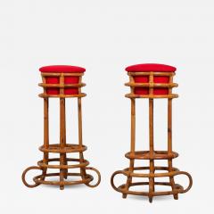  Bonacina Pair of 1960s Bar Stools in Rattan - 4026158