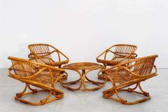  Bonacina SET OF 4 BONACINA SQUARE RATTAN CHAIRS AND TABLE - 1323541