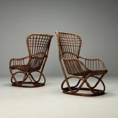  Bonacina Tito Agnoli Attr Italian Mid Century Modern Occasional Chairs Rattan Bamboo - 3842125