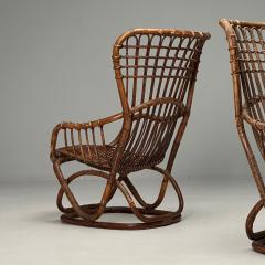  Bonacina Tito Agnoli Attr Italian Mid Century Modern Occasional Chairs Rattan Bamboo - 3842131