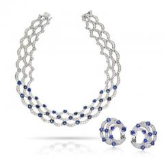  Boucheron BOUCHERON 18K WHITE GOLD HEART SHAPED SAPPHIRES AND EARRINGS JEWELRY SET - 1828617