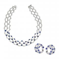  Boucheron BOUCHERON 18K WHITE GOLD HEART SHAPED SAPPHIRES AND EARRINGS JEWELRY SET - 1829252