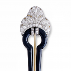  Boucheron Boucheron Paris Art Deco Diamond and Black Enamel Brooch - 2732401