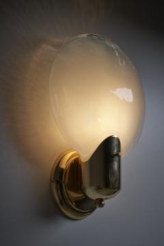  Boulanger Mid Century Brass and Hand Blown Glass Wall Sconce 1960s - 4510339