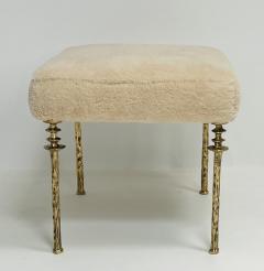  Bourgeois Boheme Atelier Pair of Shearling Sorgue Stool gold bronze legs by Bourgeois Boheme Atelier - 4164177