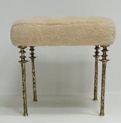 Bourgeois Boheme Atelier Pair of Shearling Sorgue Stool gold bronze legs by Bourgeois Boheme Atelier - 4164178