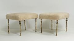  Bourgeois Boheme Atelier Pair of Shearling Sorgue Stool gold bronze legs by Bourgeois Boheme Atelier - 4164179