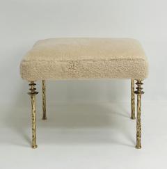  Bourgeois Boheme Atelier Pair of Shearling Sorgue Stool gold bronze legs by Bourgeois Boheme Atelier - 4164180