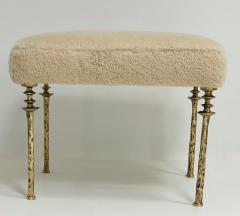  Bourgeois Boheme Atelier Pair of Shearling Sorgue Stool gold bronze legs by Bourgeois Boheme Atelier - 4164181