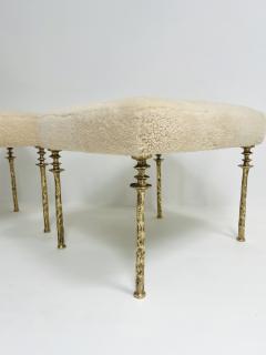  Bourgeois Boheme Atelier Pair of Shearling Sorgue Stool gold bronze legs by Bourgeois Boheme Atelier - 4164185