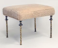  Bourgeois Boheme Atelier Pair of Shearling Sorgue Stools Gold bronze legs by Bourgeois Boheme Atelier - 4179064