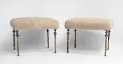  Bourgeois Boheme Atelier Pair of Shearling Sorgue Stools Gold bronze legs by Bourgeois Boheme Atelier - 4179069