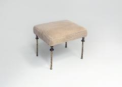  Bourgeois Boheme Atelier Pair of Shearling Sorgue Stools Gold bronze legs by Bourgeois Boheme Atelier - 4179071