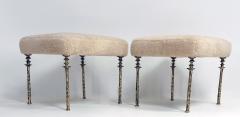  Bourgeois Boheme Atelier Pair of Shearling Sorgue Stools Gold bronze legs by Bourgeois Boheme Atelier - 4179073