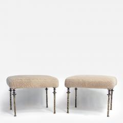  Bourgeois Boheme Atelier Pair of Shearling Sorgue Stools Gold bronze legs by Bourgeois Boheme Atelier - 4179108