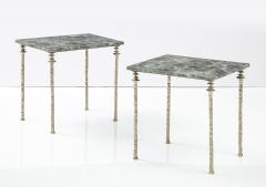  Bourgeois Boheme Atelier Pair of Sorgue Side Table White Bronze Legs - 2580906