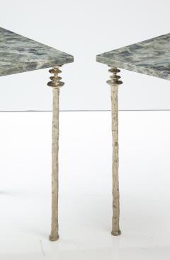  Bourgeois Boheme Atelier Pair of Sorgue Side Table White Bronze Legs - 2580919