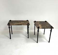  Bourgeois Boheme Atelier Pair of Sorgue Side Tables Brown Marble tops - 3721753