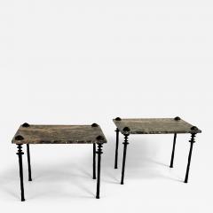  Bourgeois Boheme Atelier Pair of Sorgue Side Tables Brown Marble tops - 3728012