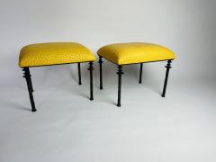  Bourgeois Boheme Atelier Pair of Sorgue Stools Citron Ostrich Leather - 2192763