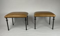  Bourgeois Boheme Atelier Pair of Sorgue Stools Saddle Ostrich Cushion - 2864204