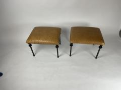  Bourgeois Boheme Atelier Pair of Sorgue Stools Saddle Ostrich Cushion - 2864208