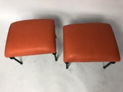  Bourgeois Boheme Atelier Pair of Sorgue Stools Tangerine Ostrich Leather - 1041973