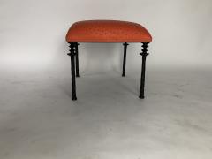  Bourgeois Boheme Atelier Pair of Sorgue Stools Tangerine Ostrich Leather - 1041981