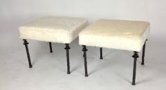  Bourgeois Boheme Atelier Pair of Sorgue Stools White Faux Fur Box Cushion - 1027474