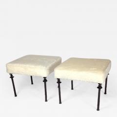  Bourgeois Boheme Atelier Pair of Sorgue Stools White Faux Fur Box Cushion - 1029856