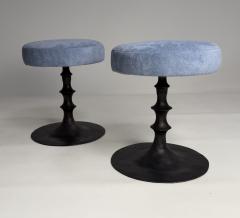  Bourgeois Boheme Atelier Pair of St Paul Primo Stools Bronze and Suede  - 4742669