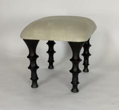  Bourgeois Boheme Atelier Pair of St Paul Stools Green Tea Suede Cushions - 1337225