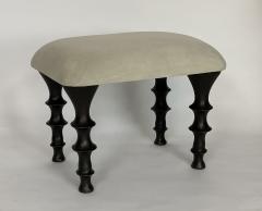  Bourgeois Boheme Atelier Pair of St Paul Stools Green Tea Suede Cushions - 1337226