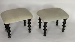  Bourgeois Boheme Atelier Pair of St Paul Stools Green Tea Suede Cushions - 1337230