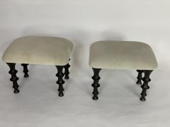  Bourgeois Boheme Atelier Pair of St Paul Stools Green Tea Suede Cushions - 1337231