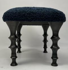  Bourgeois Boheme Atelier Pair of St Paul Stools Midnight Blue Boucl  - 3195024