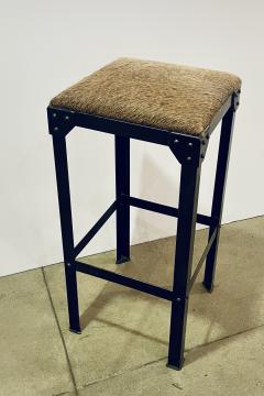  Bourgeois Boheme Atelier Single Durance Stool Bar Height Natural Brown Horse Hide Upholstery - 3659663