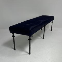  Bourgeois Boheme Atelier Sorgue Bench Blue Cowhide Silicon Bronze Leg - 3721758