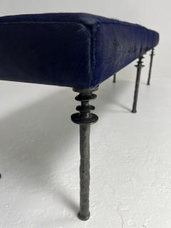  Bourgeois Boheme Atelier Sorgue Bench Blue Cowhide Silicon Bronze Leg - 3721762