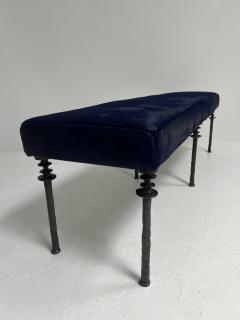  Bourgeois Boheme Atelier Sorgue Bench Blue Cowhide Silicon Bronze Leg - 3721764