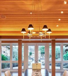  Boyd Lighting Co Huge 6 Boyd Lighting Brushed Brass Modern Wagon Wheel 6 Light Chandelier - 1796022