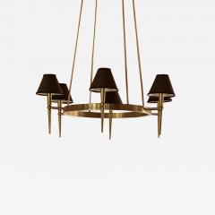  Boyd Lighting Co Huge 6 Boyd Lighting Brushed Brass Modern Wagon Wheel 6 Light Chandelier - 1797838