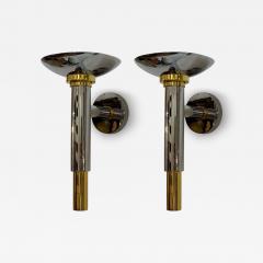  Boyd Lighting Co Karl Springer Style Chrome Brass Large Wall Lights USA 1960s - 4327867
